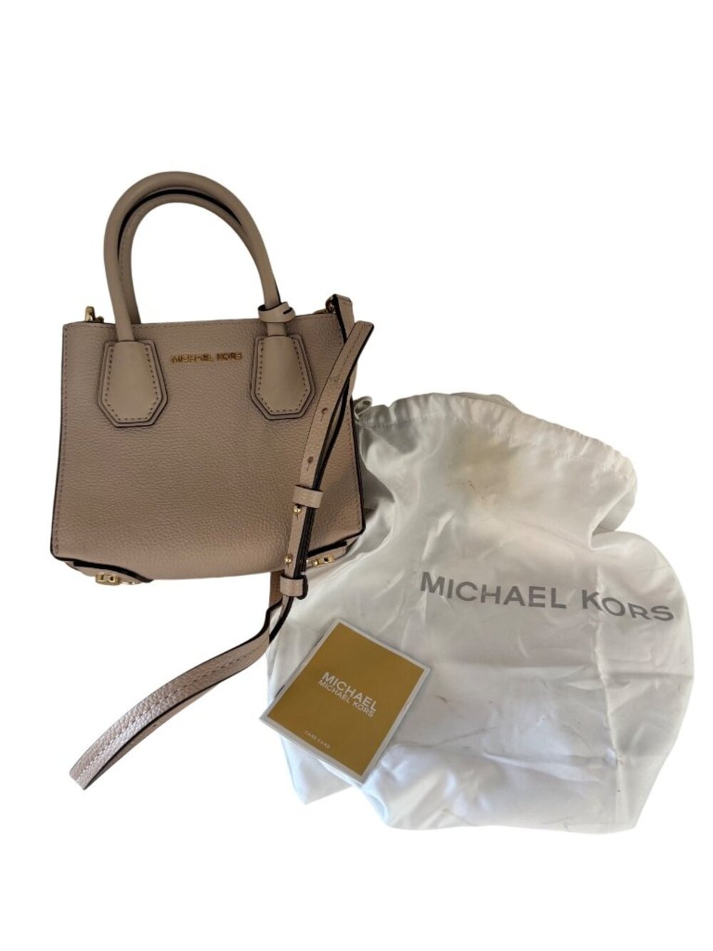 Michael Kors Mini Leather Satchel Beige With Dust Bag & Care Card - Picture 2 of 7